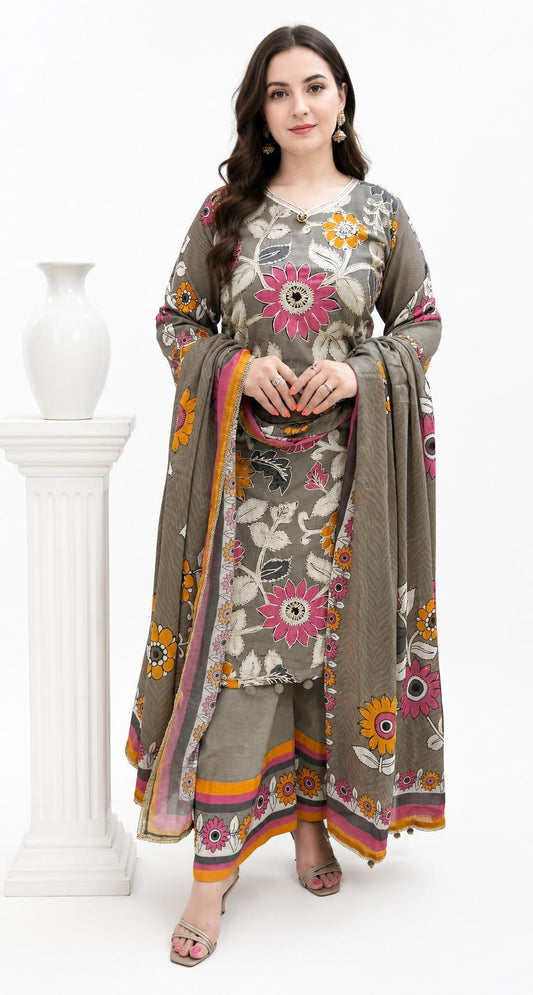 SDC-4879. Cotton 3 Piece Lining Kurti Set
