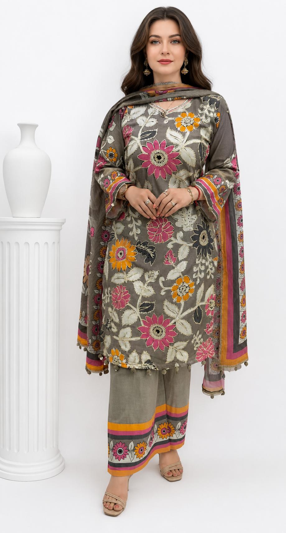 SDC-4879. Cotton 3 Piece Lining Kurti Set
