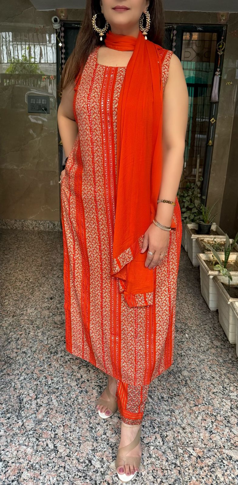 SDC-4718 Rayon 3 Piece Kurti Set with Chiffon Dupatta