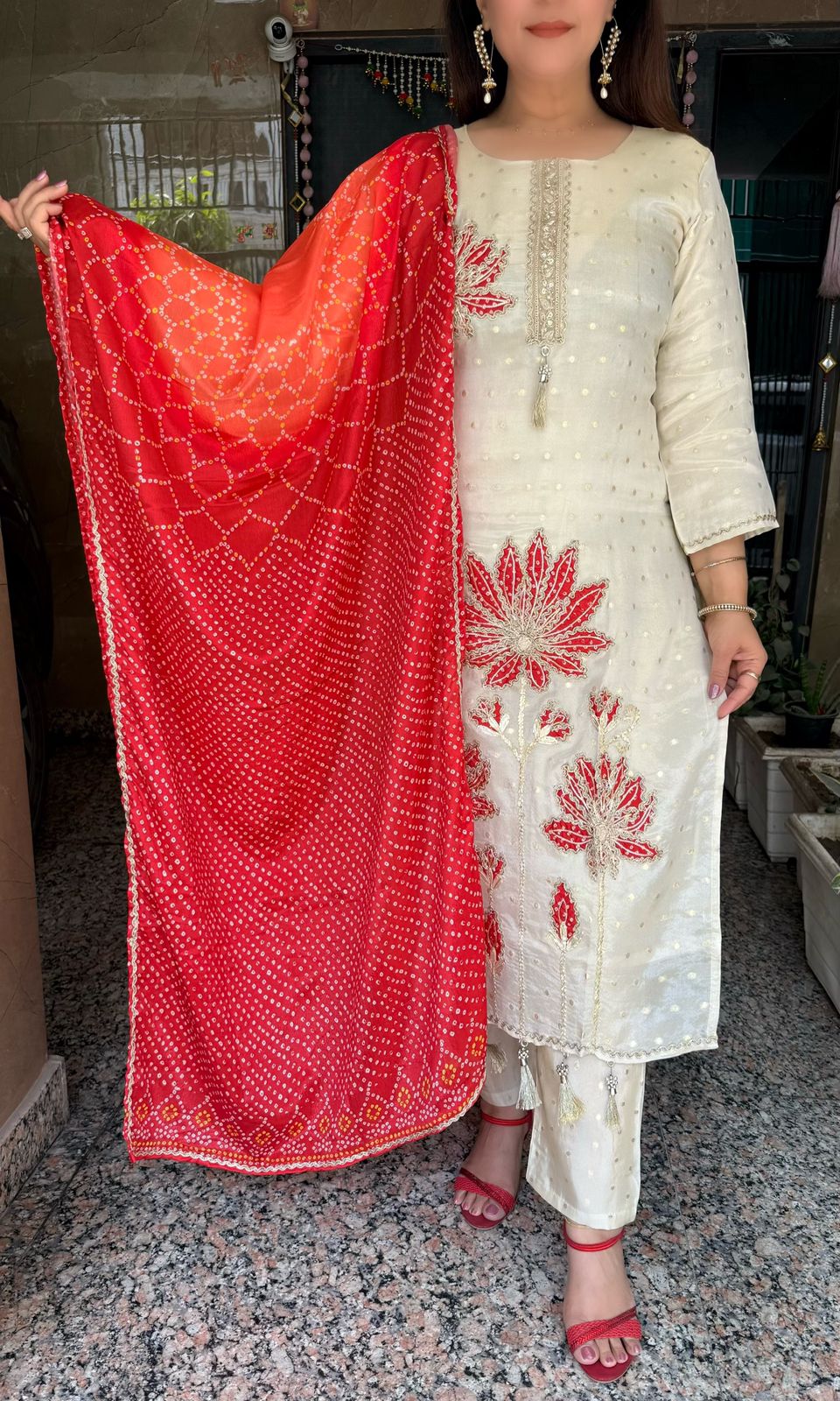 SDC-4722 Self Weaving Jacquard Cotton Silk 3 Piece Lining Kurti