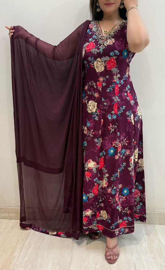 SDC-4738. Rayon 3 Piece Anarkali Kurti Set