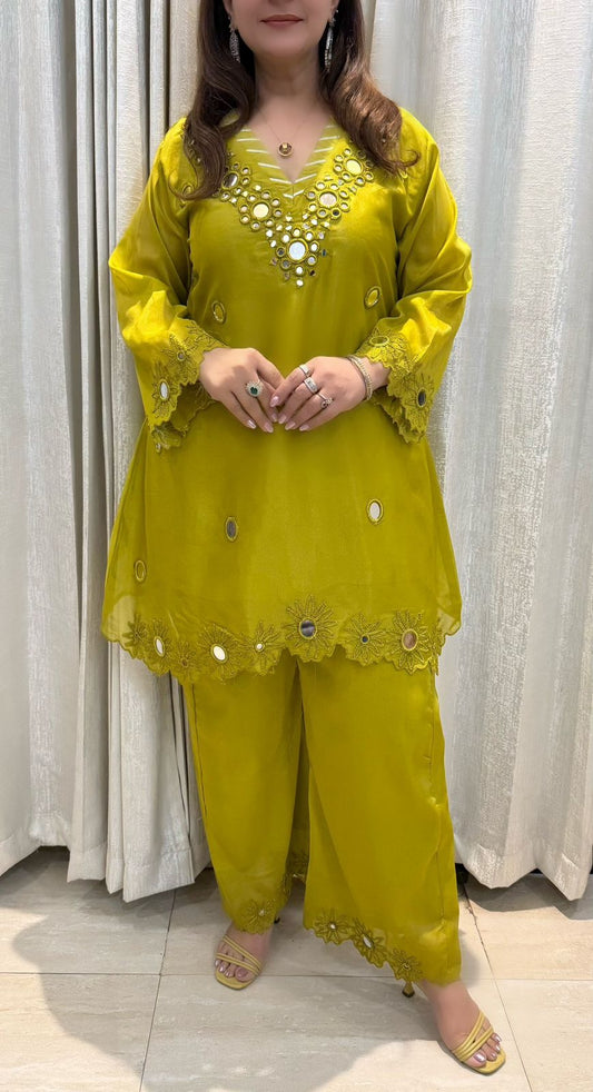 SDC-4747 Shimmer Tissue 2 Piece Full Lining Co-ord Set