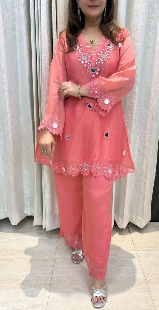 SDC-4749 Shimmer Tissue 2 Piece Full Lining Co-ord Set