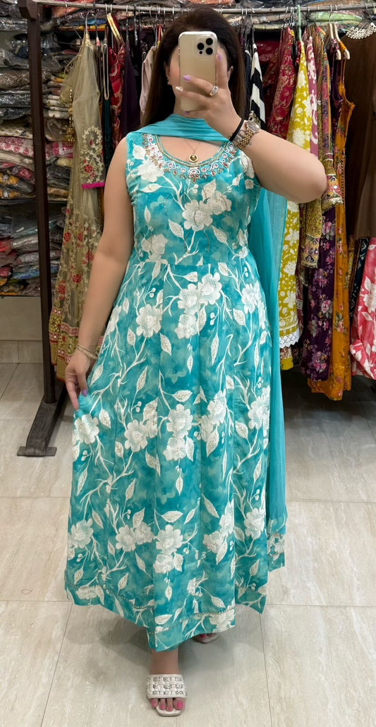 SDC-4810. Rayon 3 Piece Anarkali Set