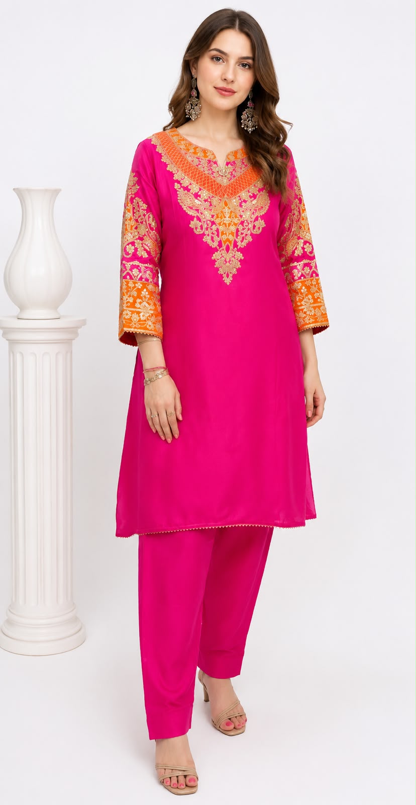 SDC-4888 Crepe Silk 2 Piece Farshi Salwar Co-ord Set