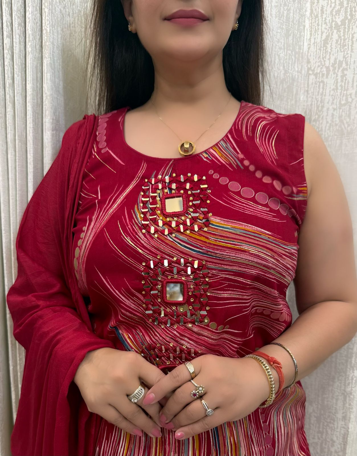 SDC-4760. Rayon 3 Piece Kurti Set