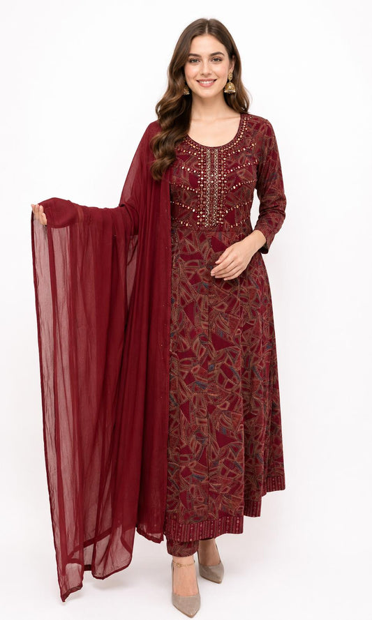 SDC-4817. rayon 3 Piece Flared Kurti Set