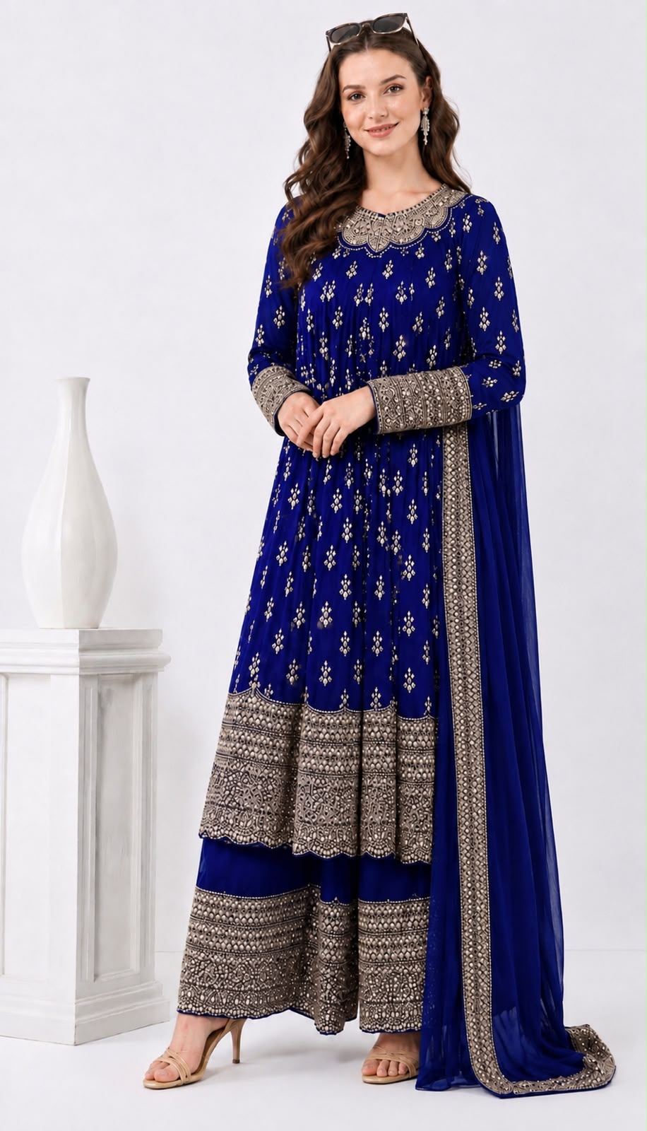 SDC-4912. Pure Crepe Digital Print 3 Piece Anarkali