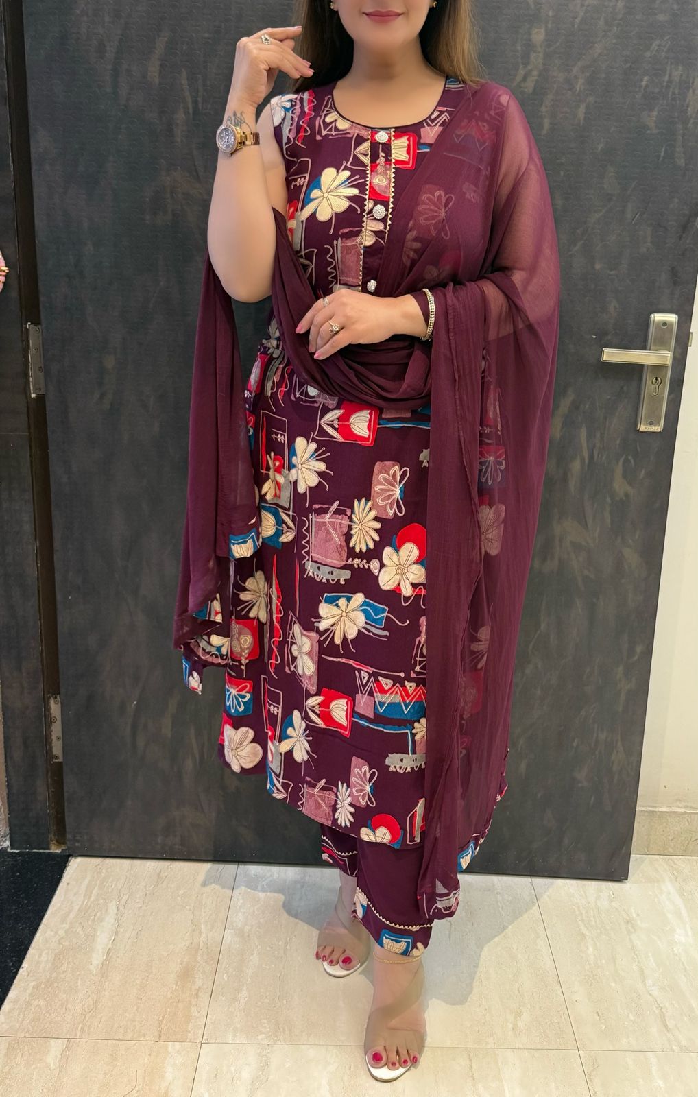 SDC-4710. Rayon 3 Piece Kurti Set