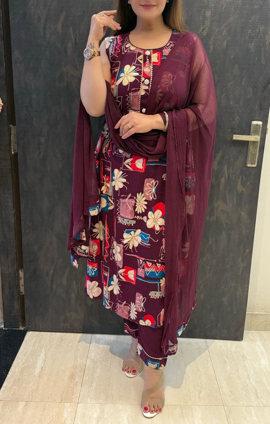 SDC-4710. Rayon 3 Piece Kurti Set