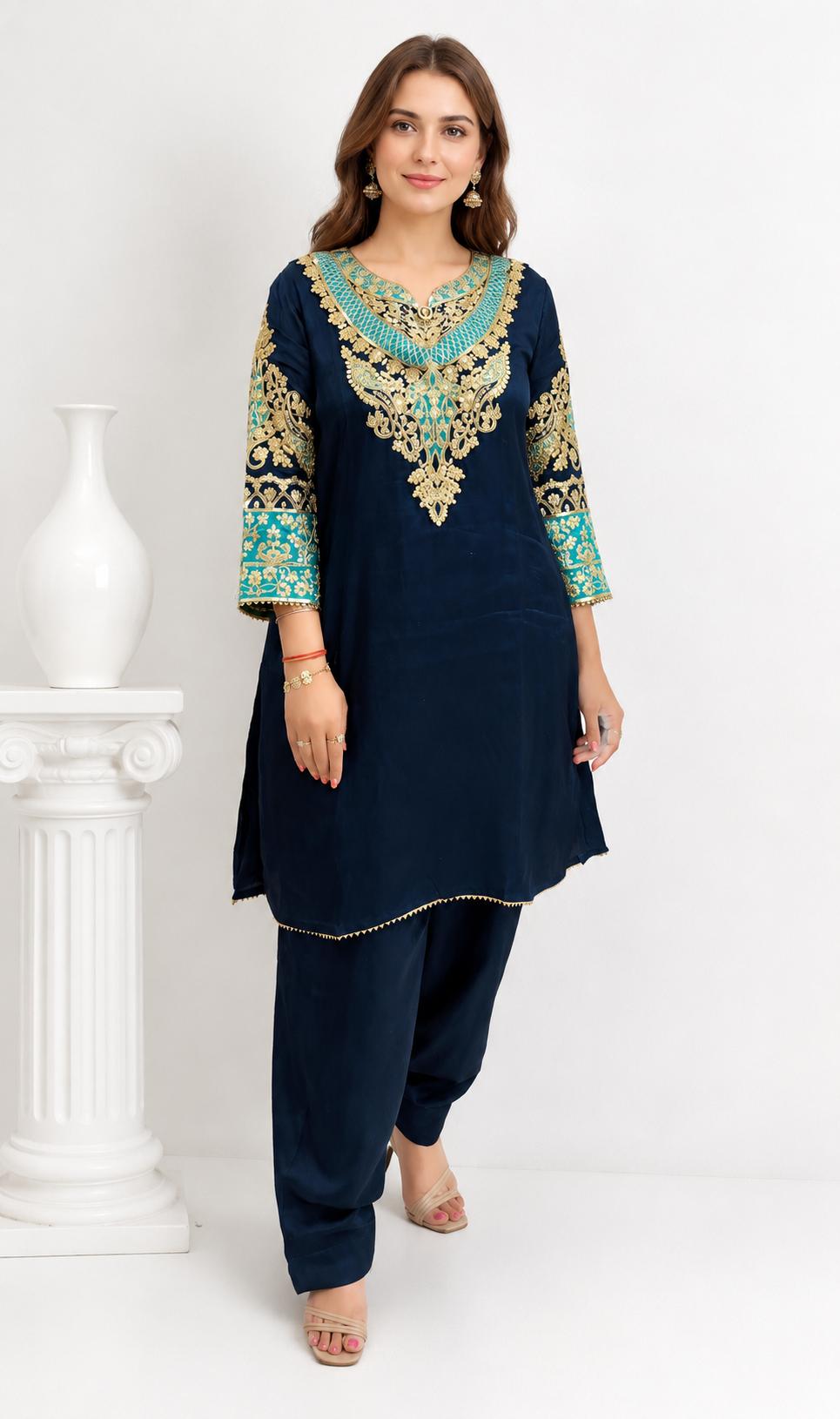 SDC-4887 Crepe Silk 2 Piece Farshi Salwar Co-ord Set