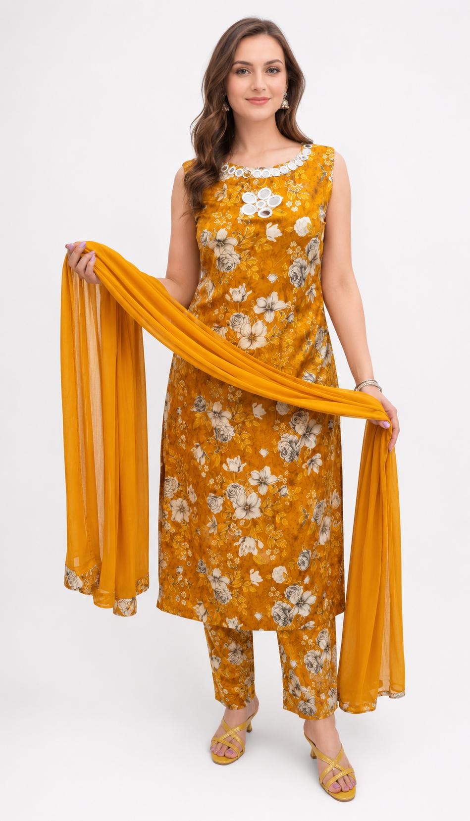 SDC-4824. Rayon 3 Piece Kurti Set
