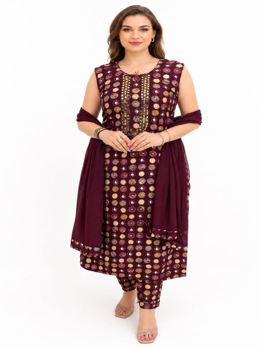 SDC-4851. Rayon 3 Piece Kurti Set