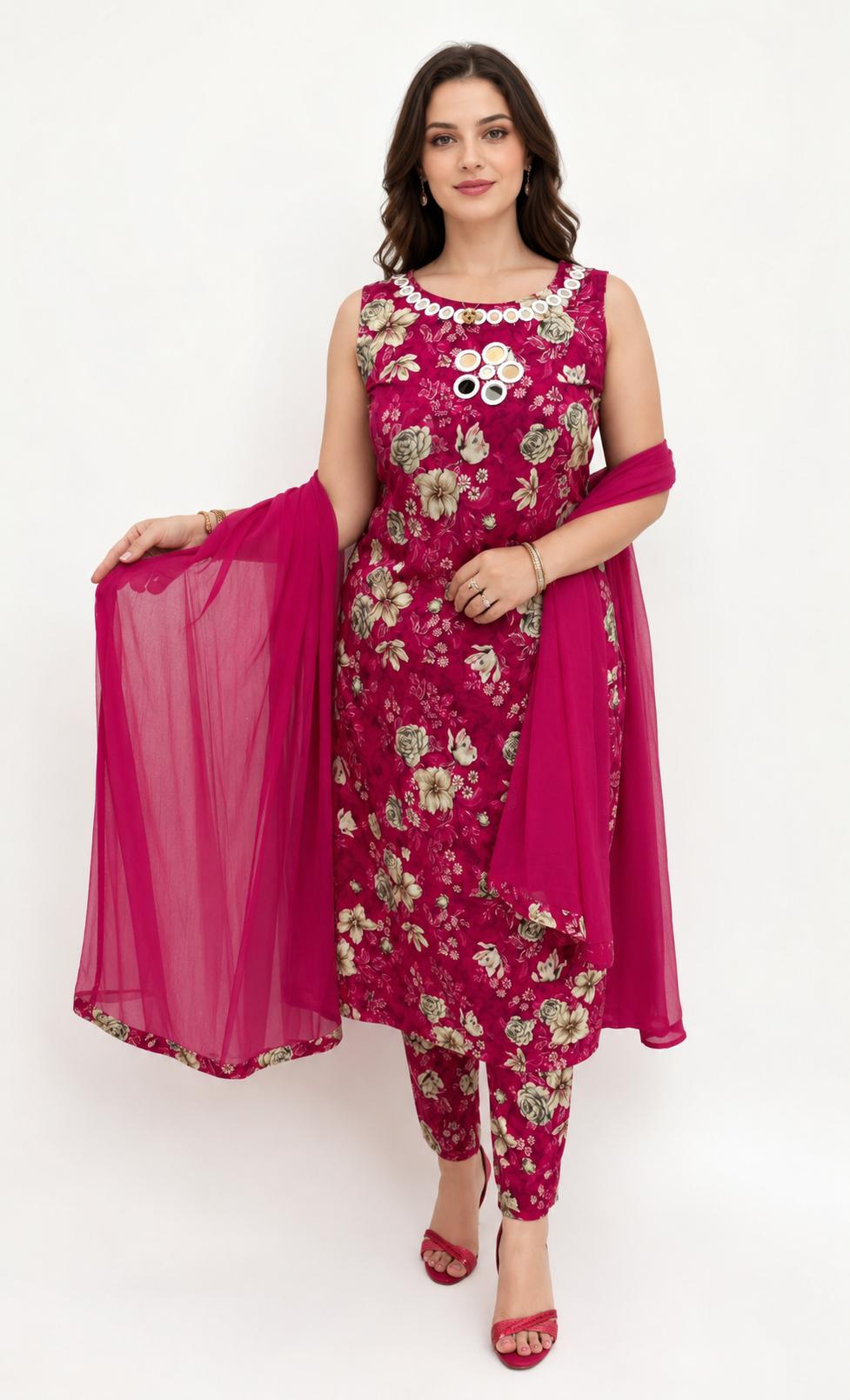 SDC-4826. Rayon 3 Piece Kurti Set