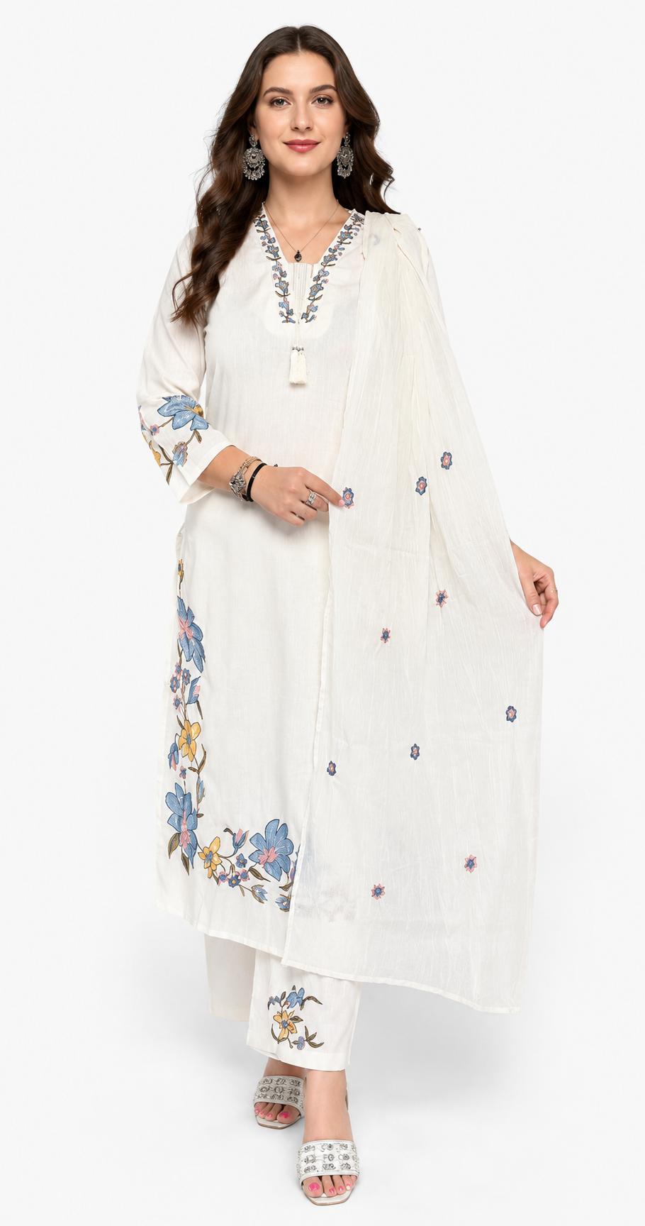 SDC-4829. Soft Jute Cotton 3 Piece Kurti Set