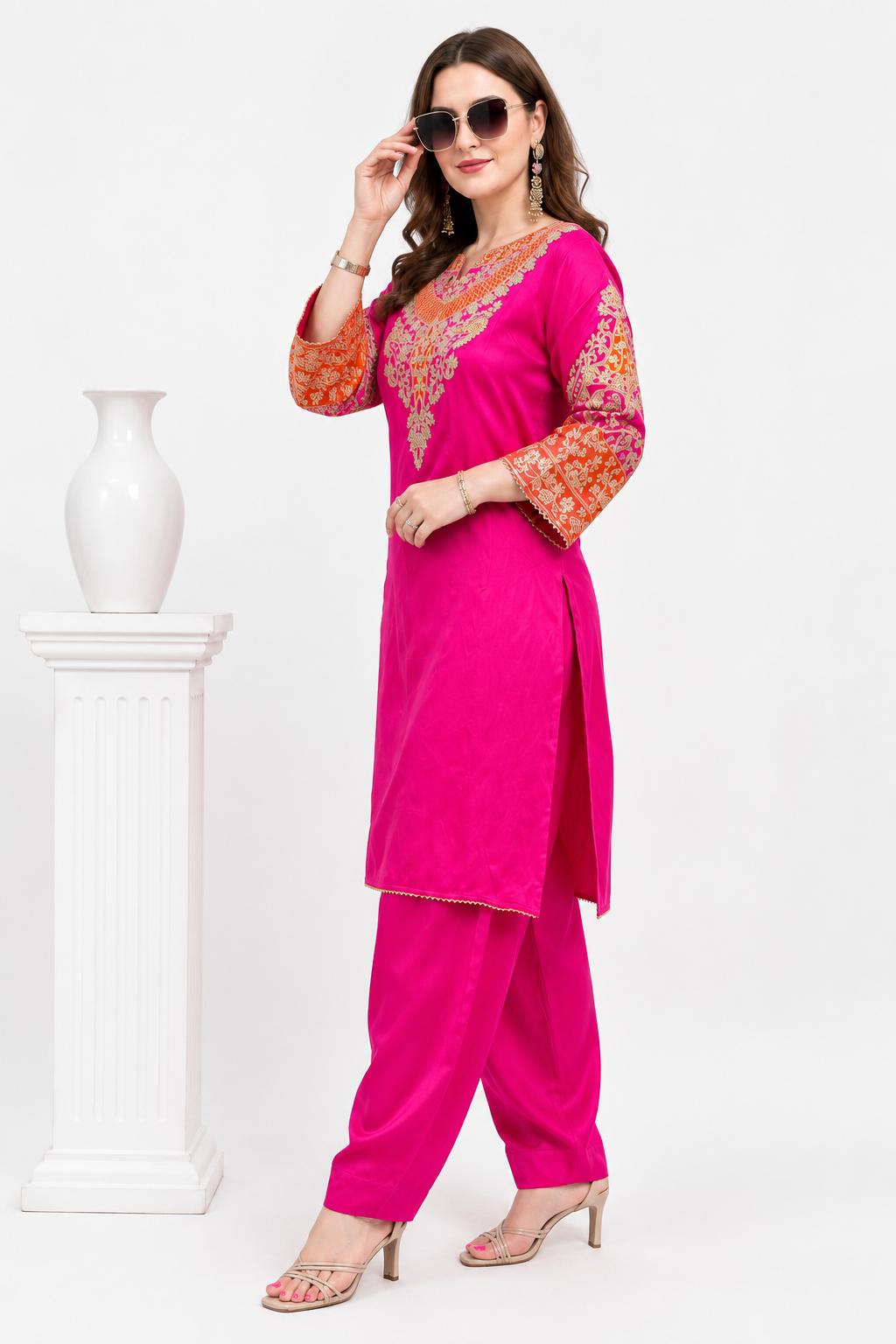SDC-4888 Crepe Silk 2 Piece Farshi Salwar Co-ord Set
