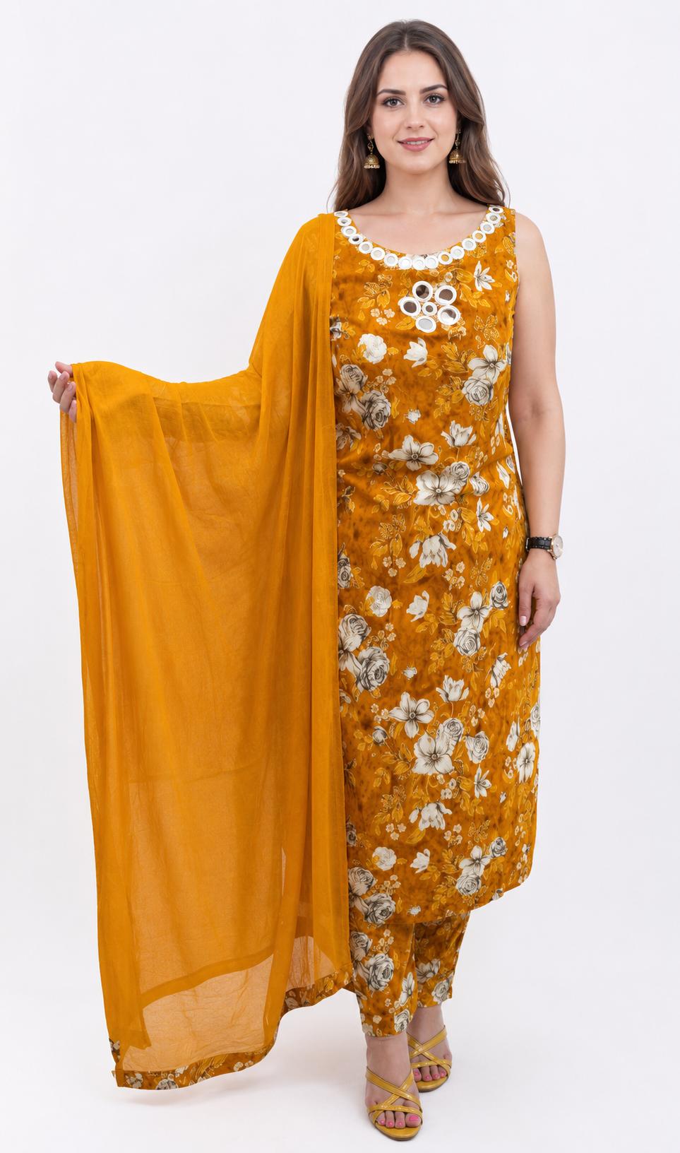 SDC-4824. Rayon 3 Piece Kurti Set