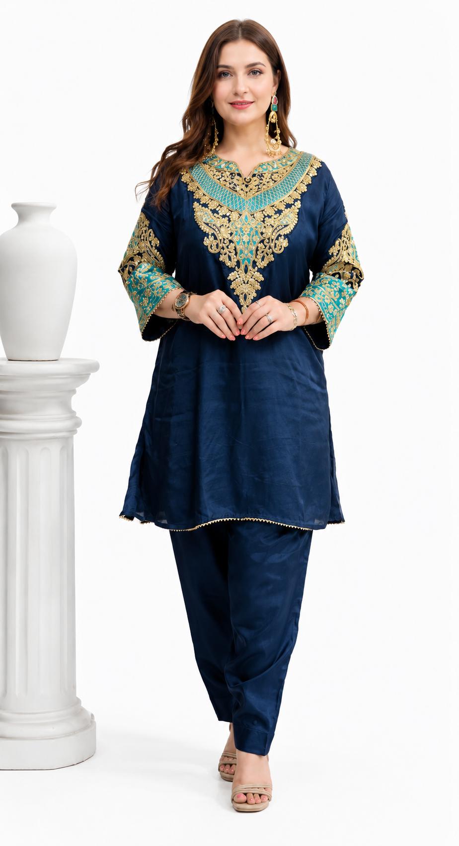 SDC-4887 Crepe Silk 2 Piece Farshi Salwar Co-ord Set