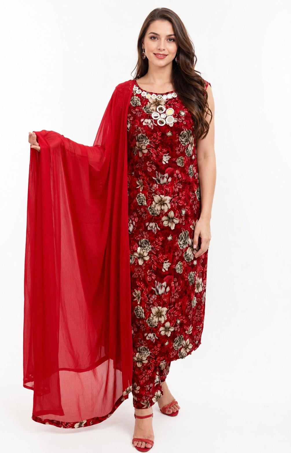 SDC-4825. Rayon 3 Piece Kurti Set
