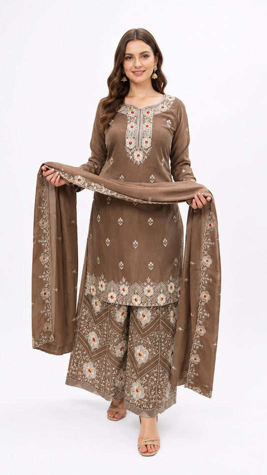 SDC-4846. Chinnon 3 Piece Full Lining Kurti Set