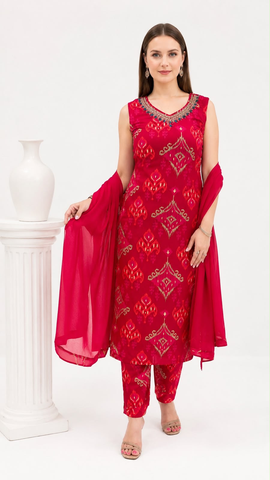 SDC-4860. Rayon 3 Piece Kurti Set