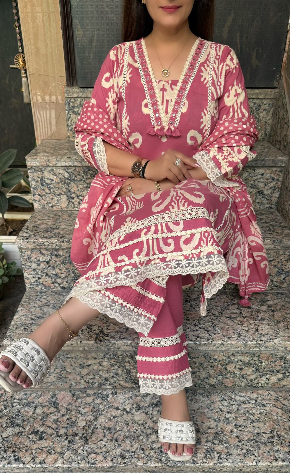 SDC-4797. Pure Mul Cotton 3 Piece Kurti Set