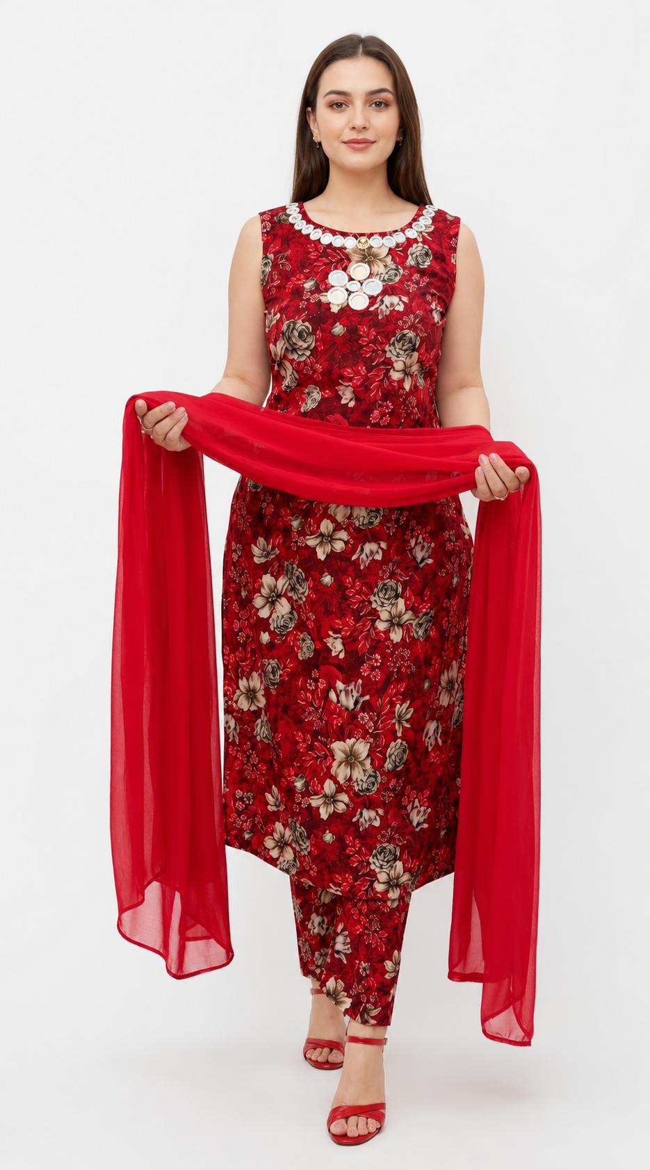 SDC-4825. Rayon 3 Piece Kurti Set