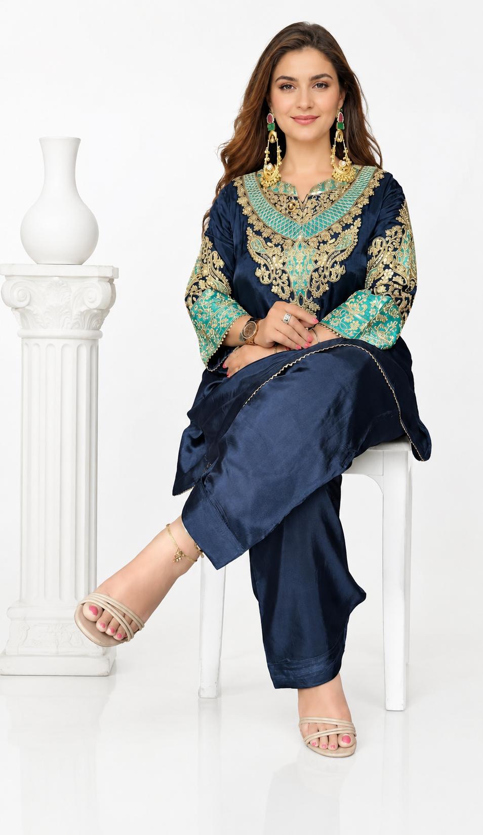 SDC-4887 Crepe Silk 2 Piece Farshi Salwar Co-ord Set
