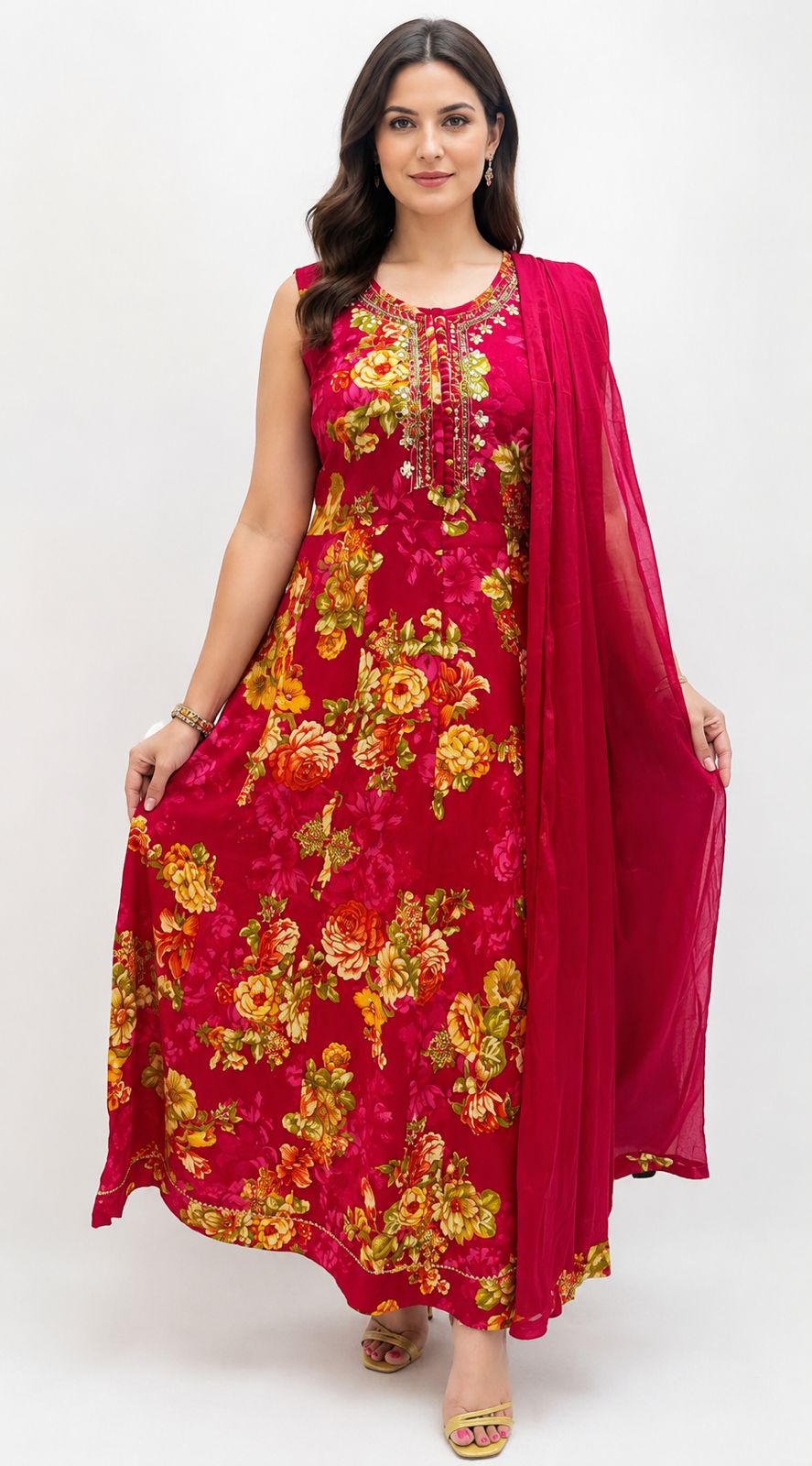 SDC-4837. Rayon 3 Piece Kurti set