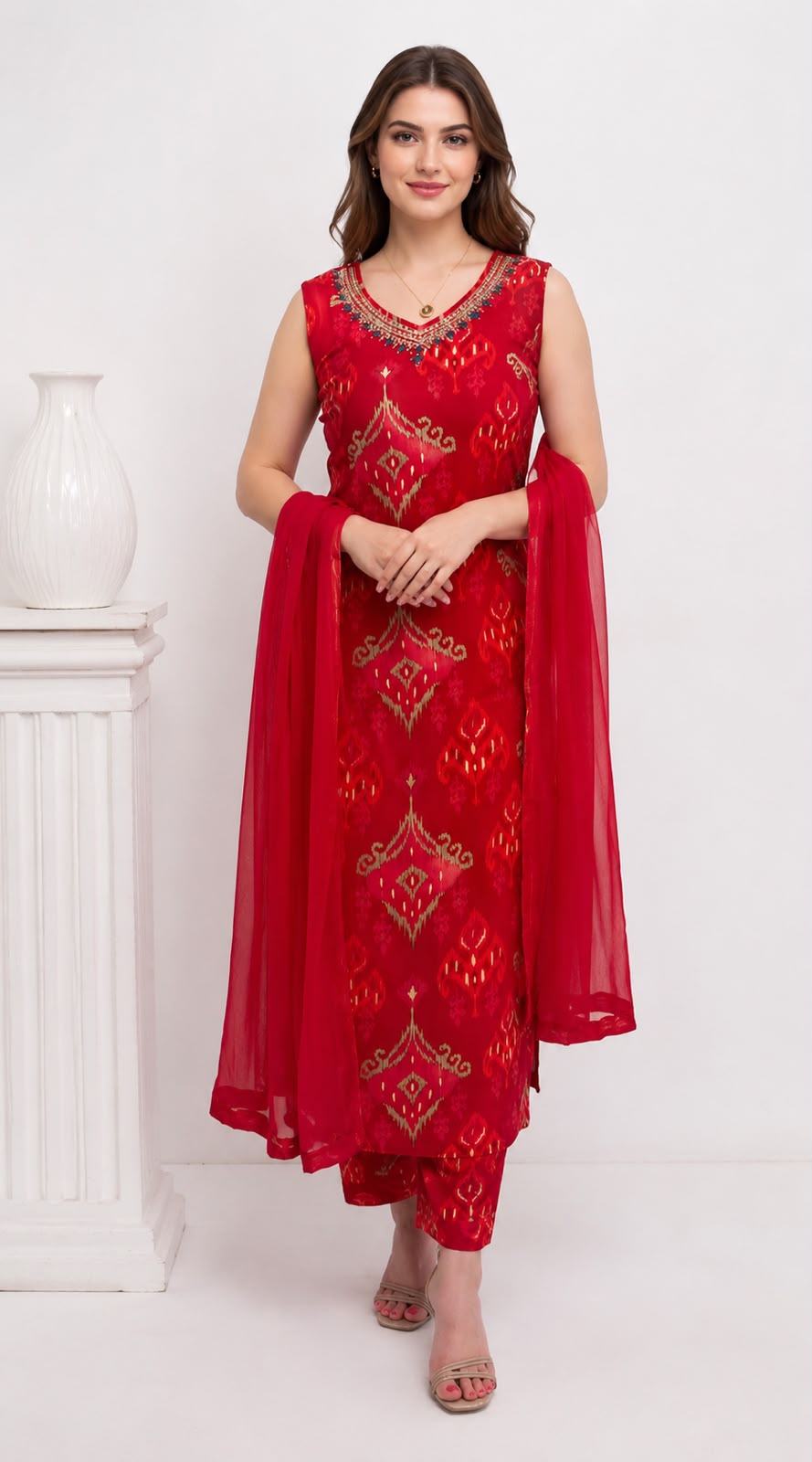 SDC-4860. Rayon 3 Piece Kurti Set