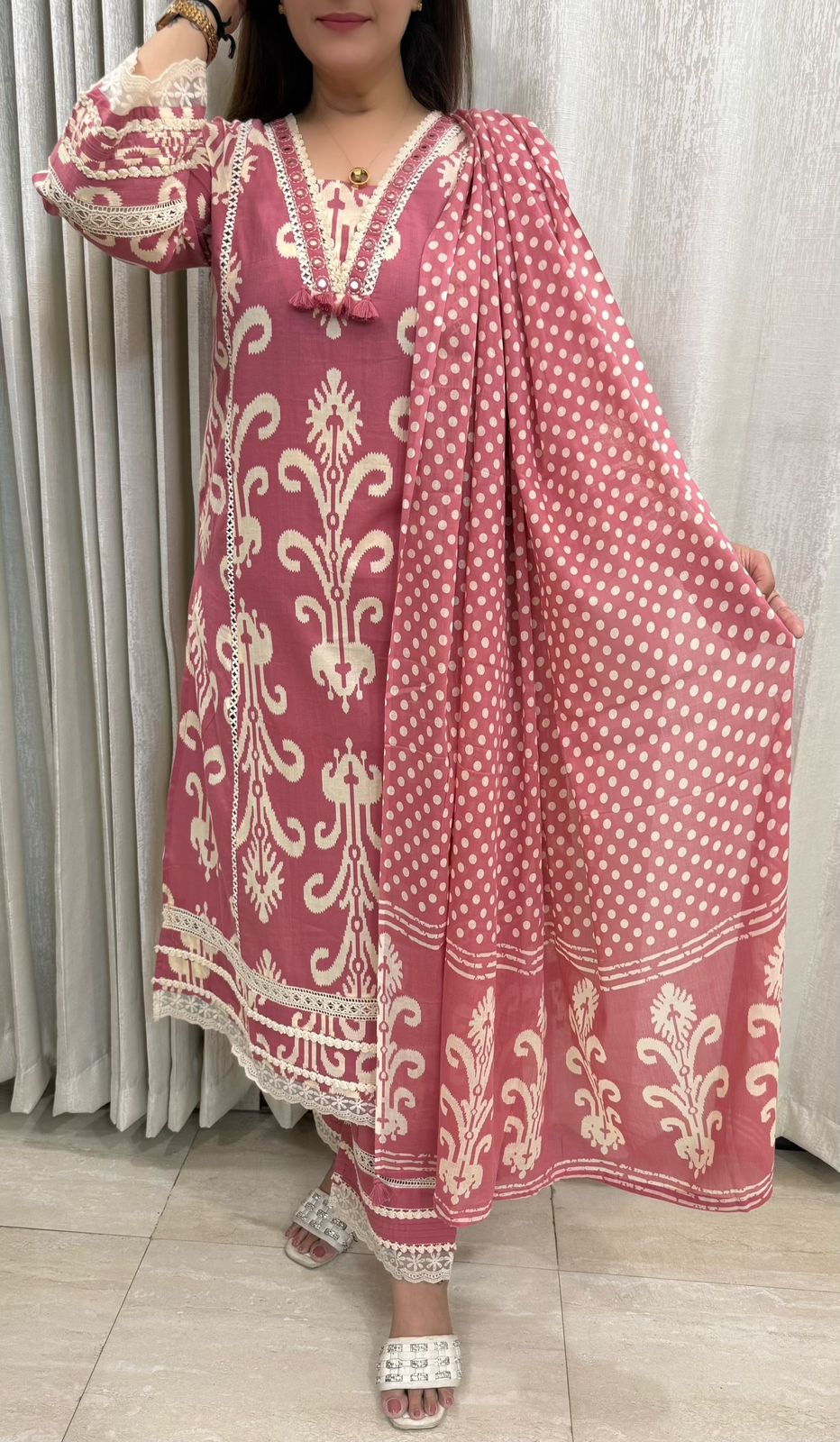 SDC-4797. Pure Mul Cotton 3 Piece Kurti Set