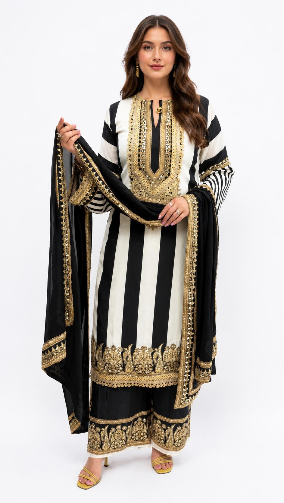 SDC-4733 Pure Crepe 3 Piece Lining Kurti Set