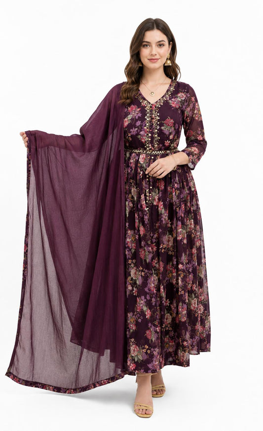 SDC-4801. Pure Chinnon 3 Piece Anarkali