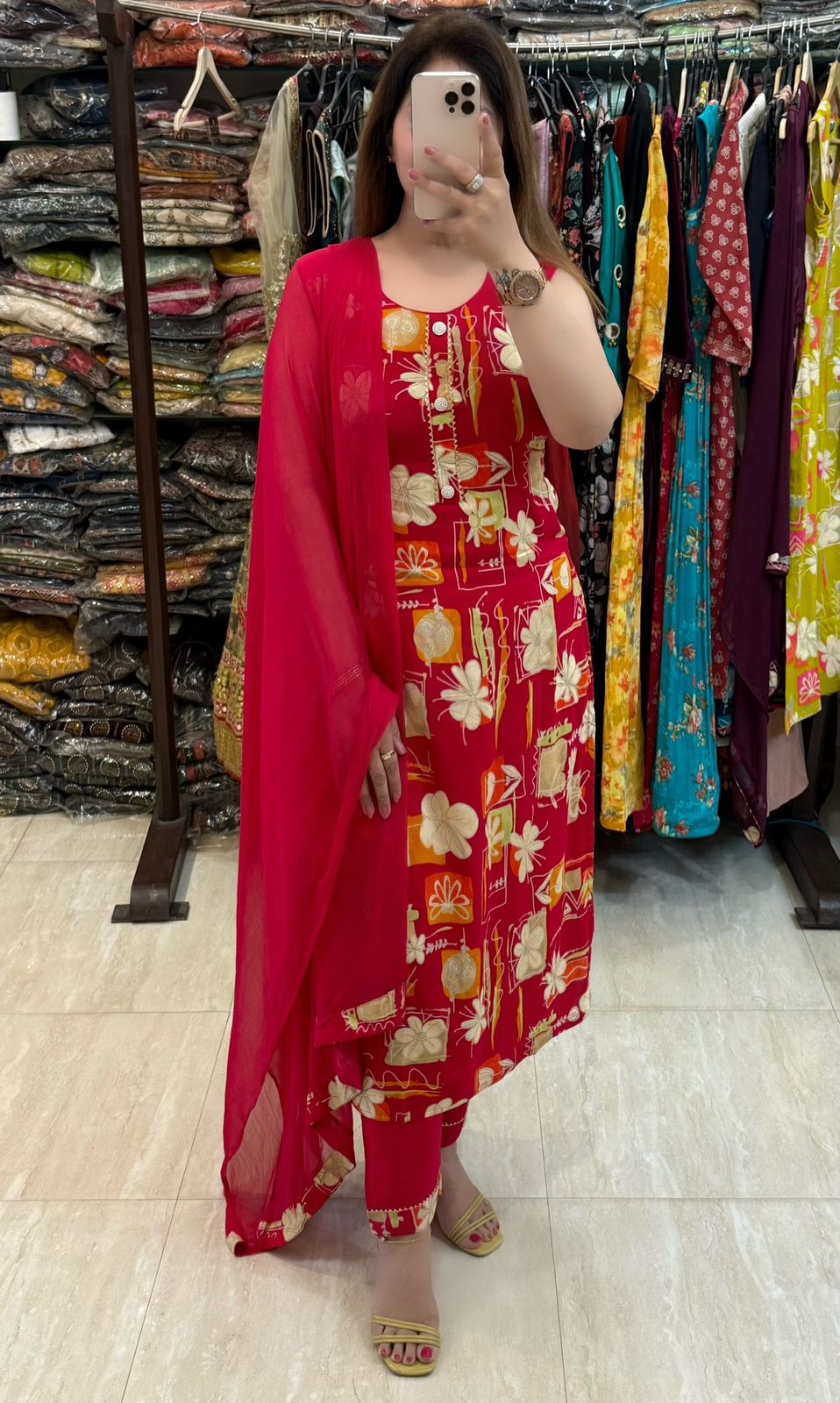 SDC-4708. Rayon 3 Piece Kurti Set