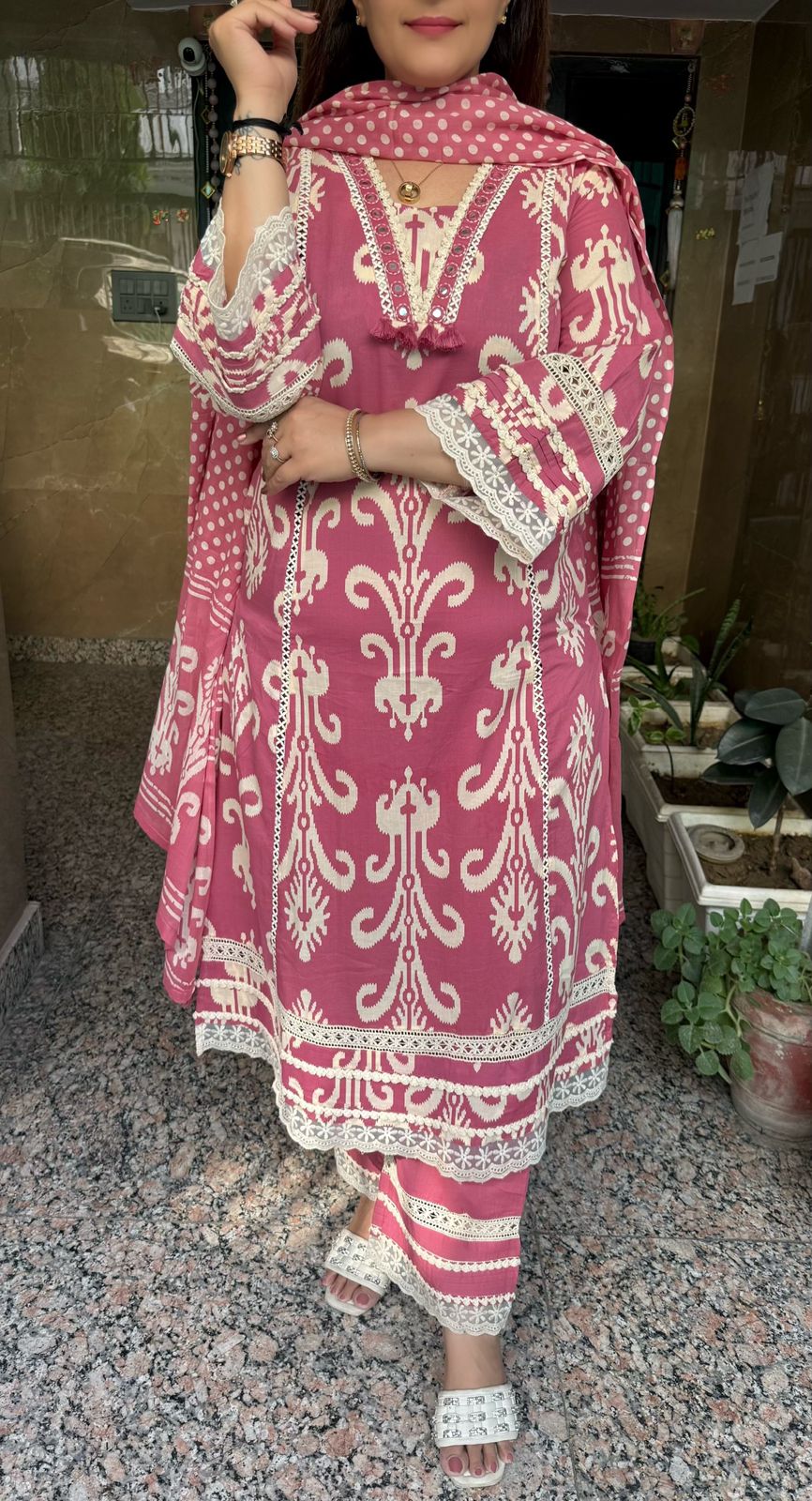 SDC-4797. Pure Mul Cotton 3 Piece Kurti Set