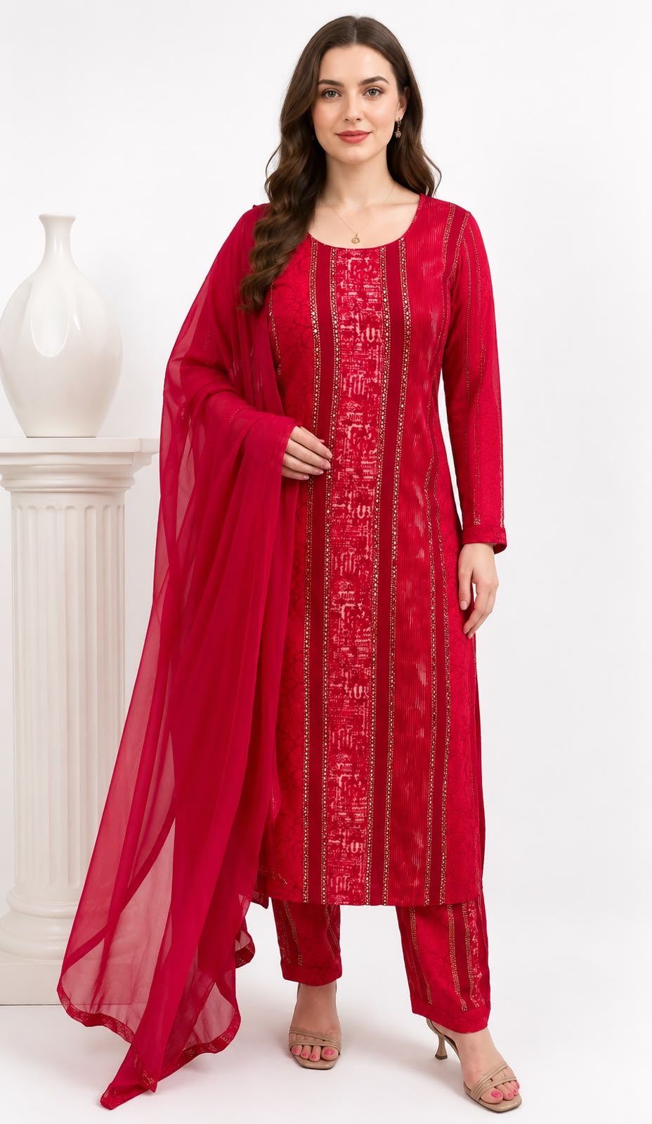SDC-4857. Rayon 3 Piece Kurti Set