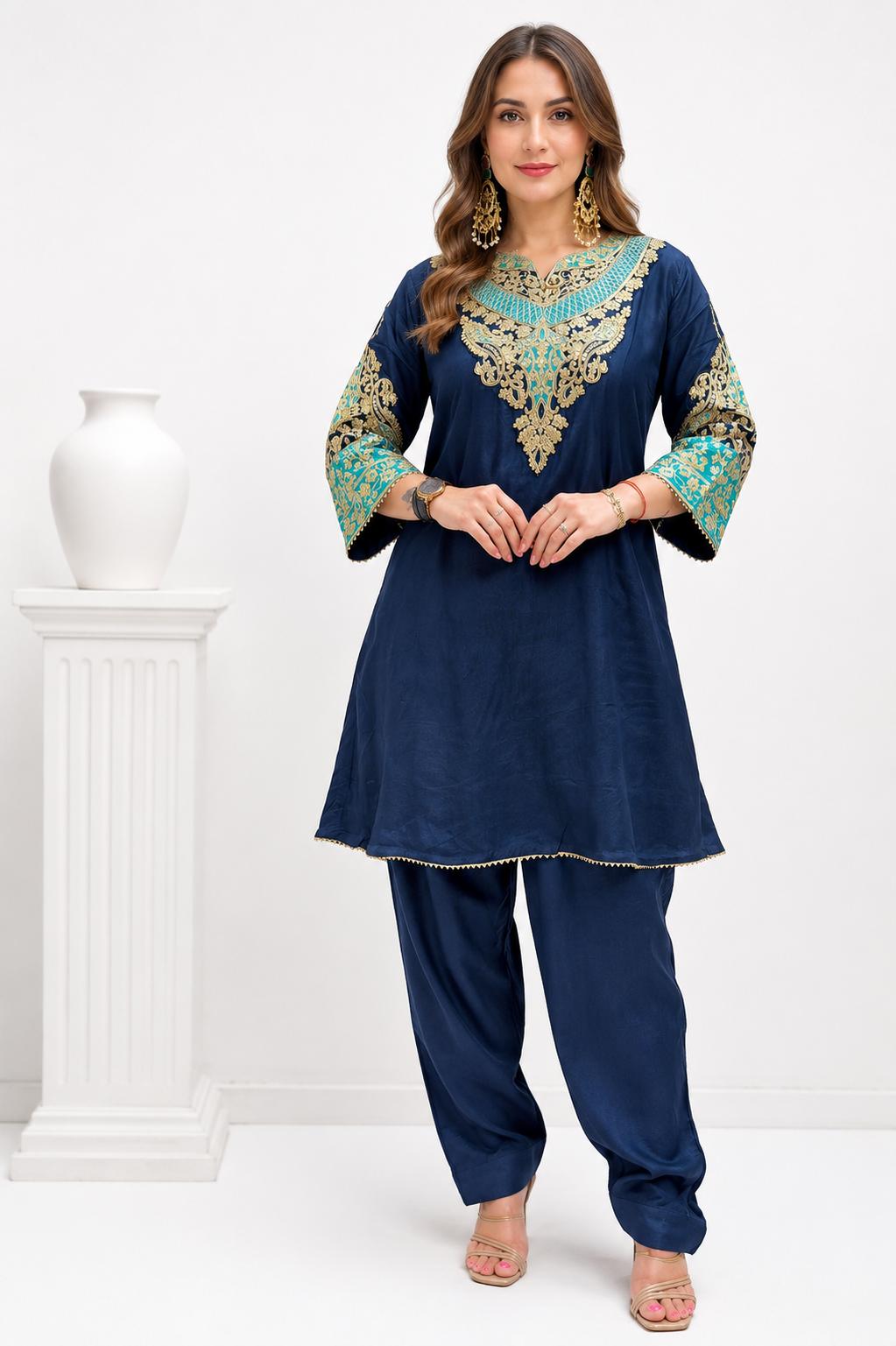 SDC-4887 Crepe Silk 2 Piece Farshi Salwar Co-ord Set
