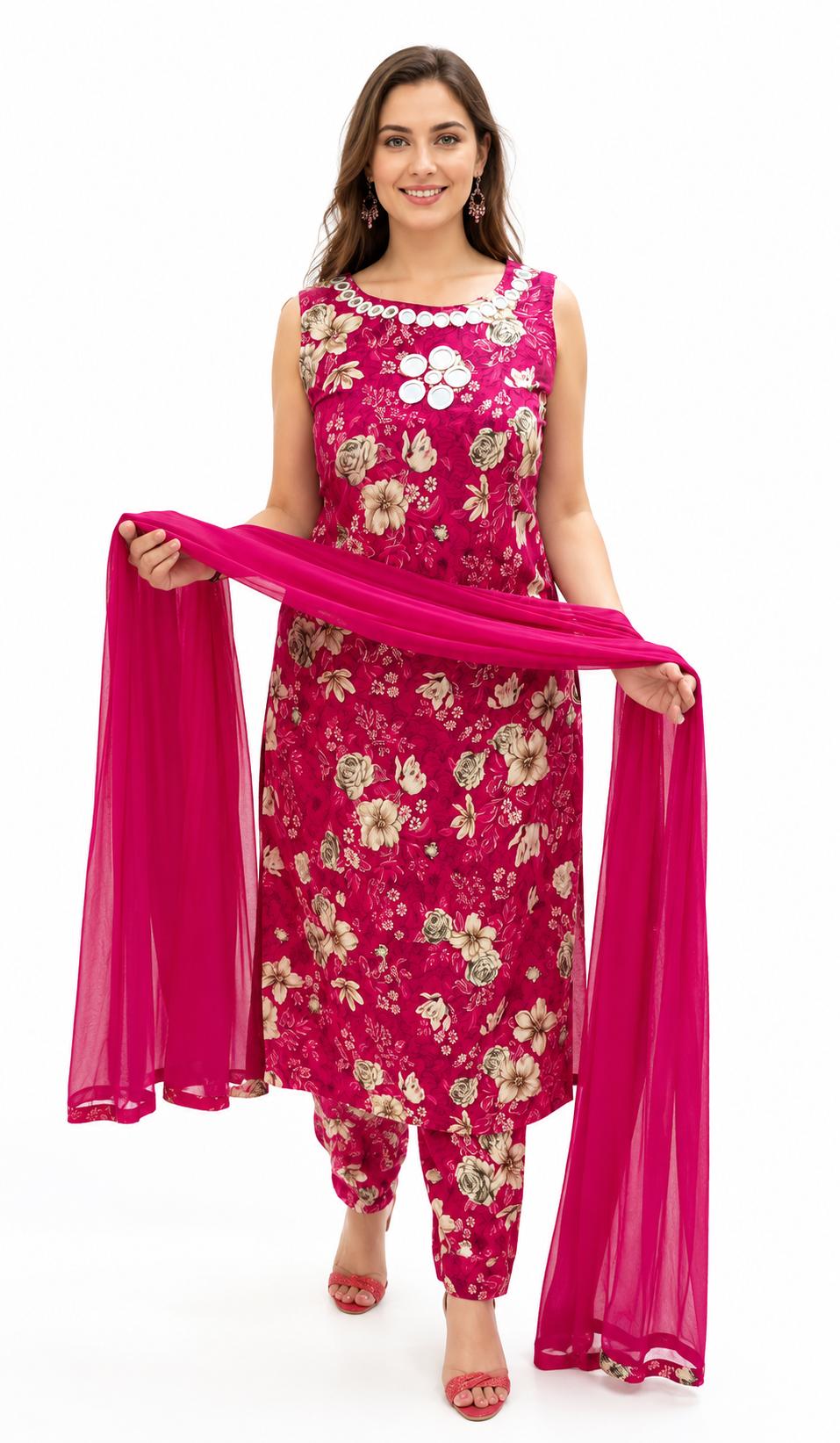 SDC-4826. Rayon 3 Piece Kurti Set