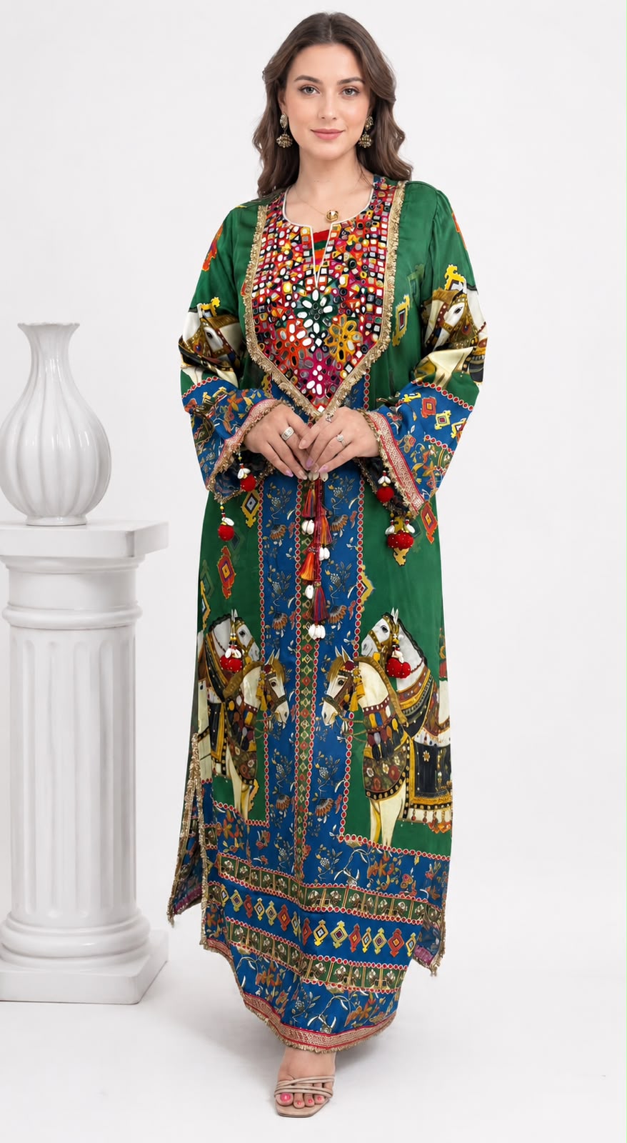 SDC-4863. Modal Satin Crepe One Piece Party Wear
