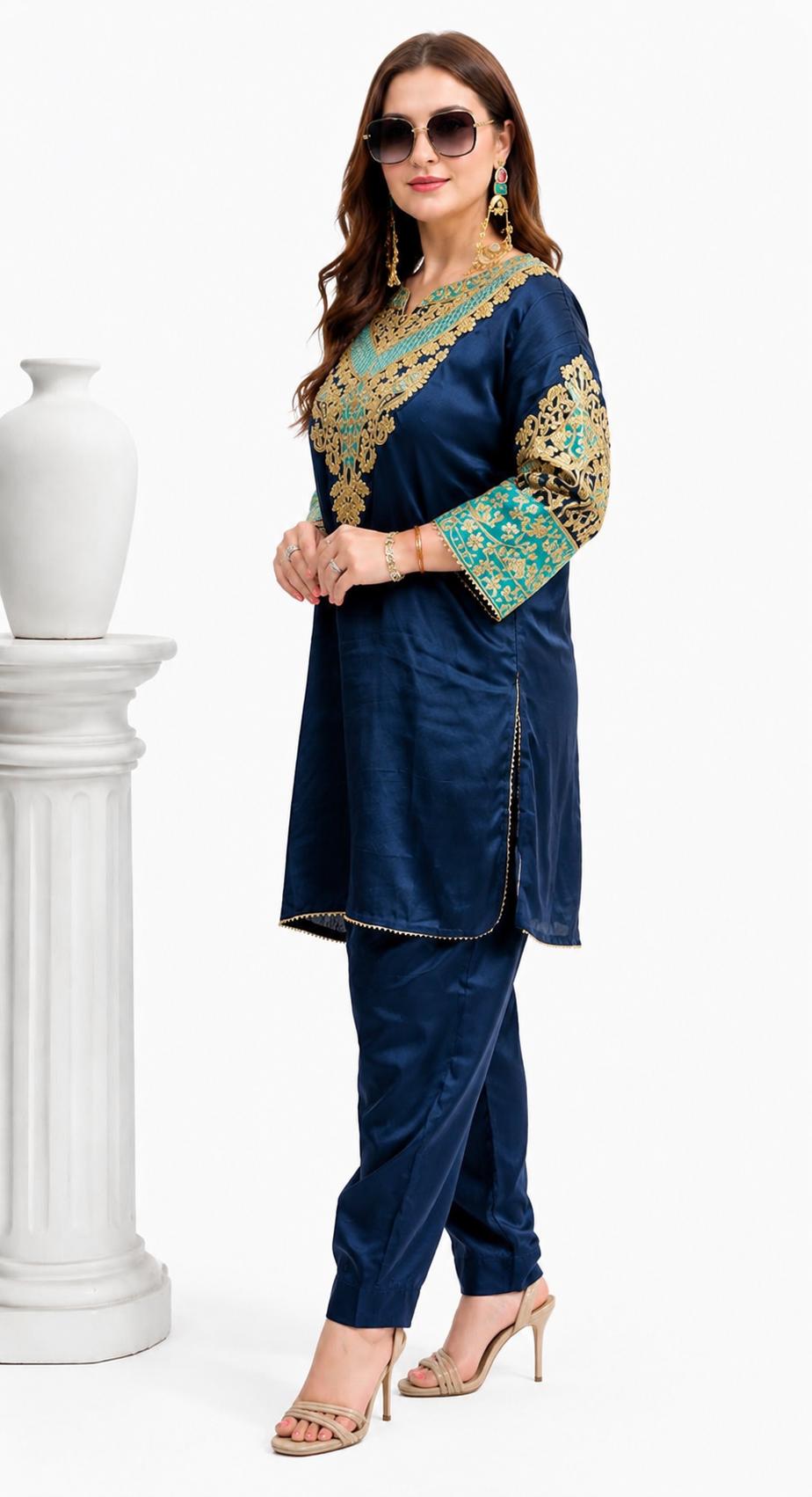 SDC-4887 Crepe Silk 2 Piece Farshi Salwar Co-ord Set
