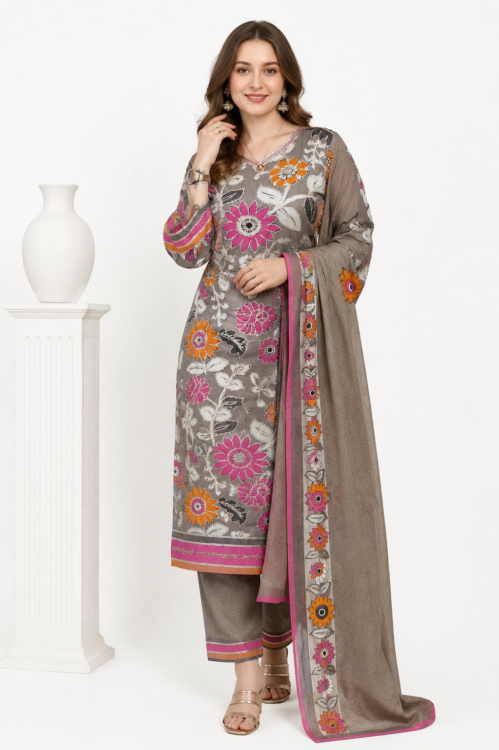 SDC-4879. Cotton 3 Piece Lining Kurti Set