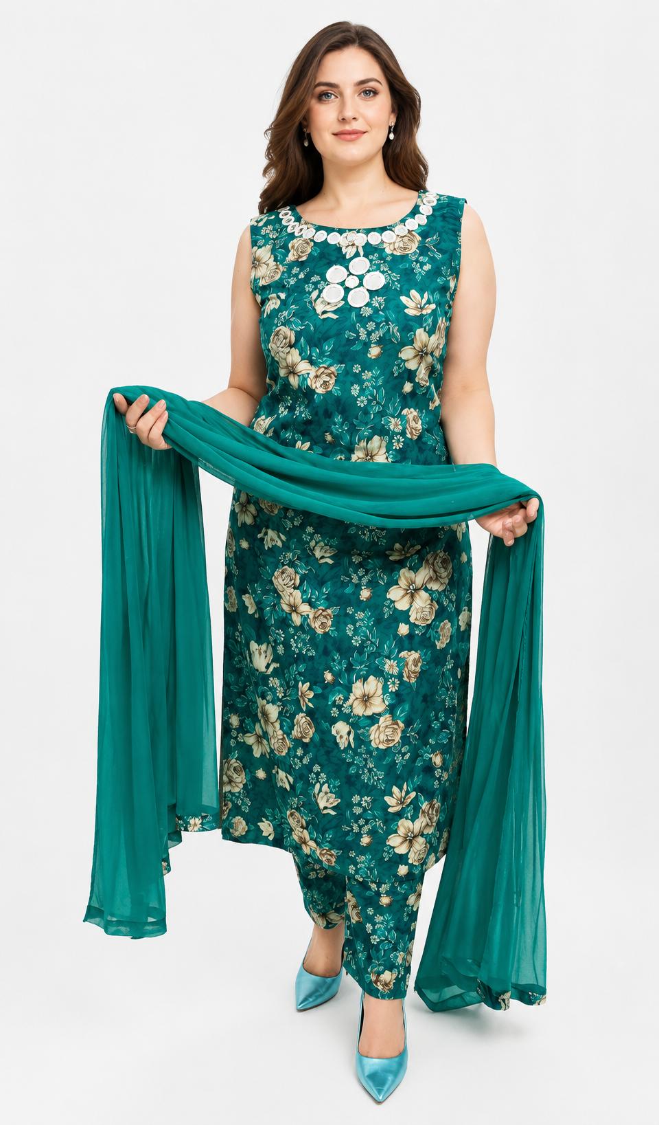 SDC-4823. Rayon 3 Piece Kurti Set
