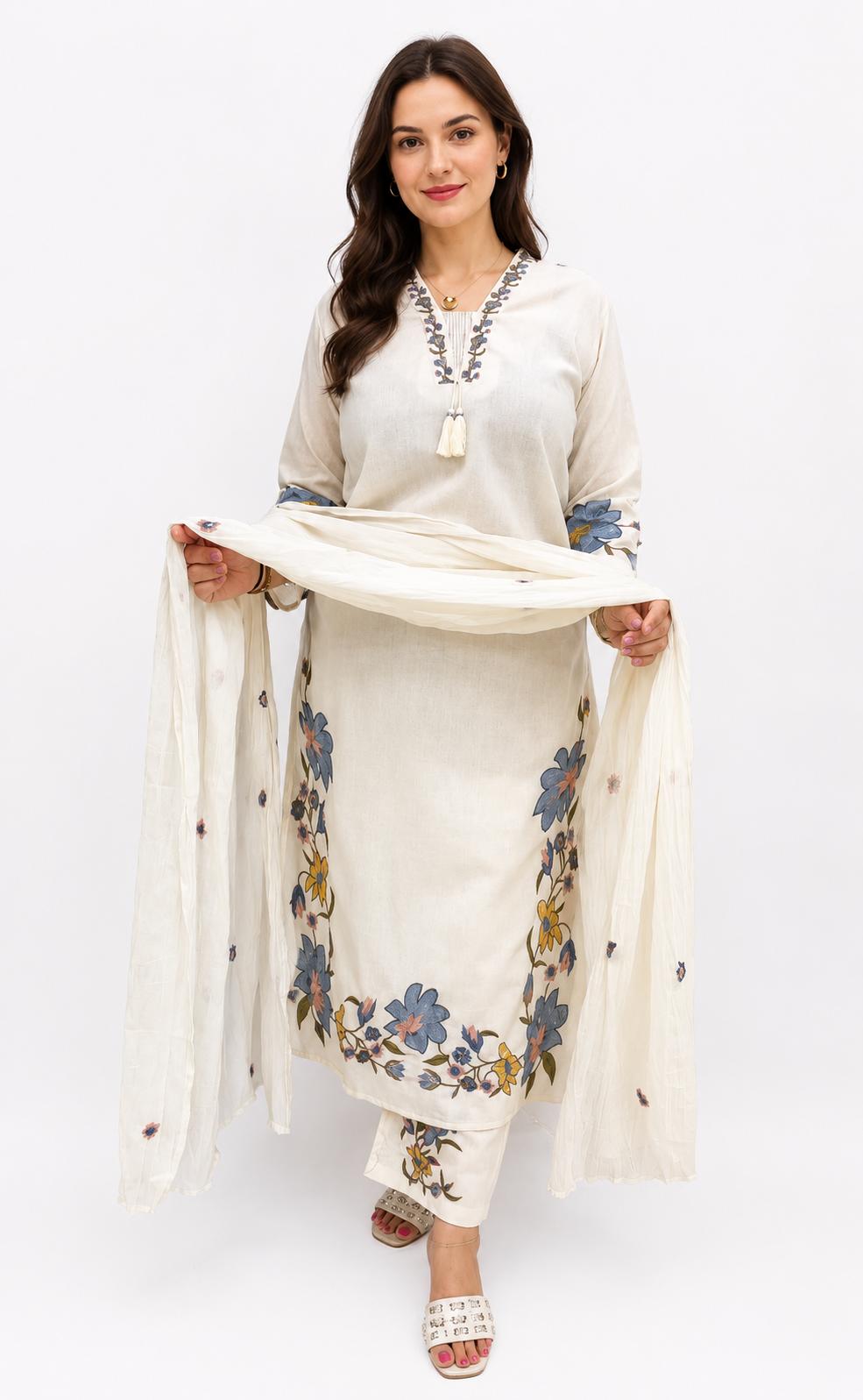 SDC-4829. Soft Jute Cotton 3 Piece Kurti Set