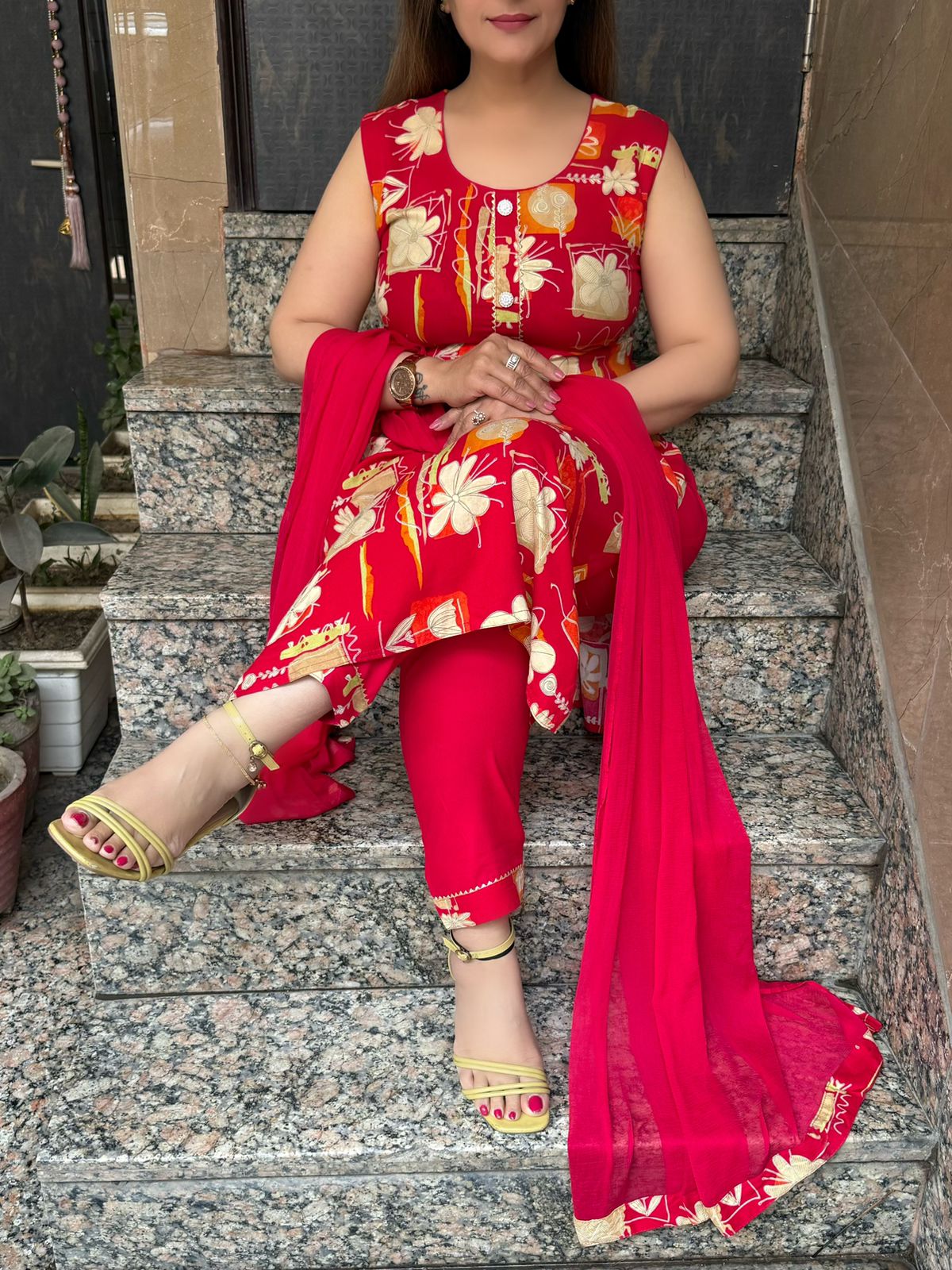 SDC-4708. Rayon 3 Piece Kurti Set