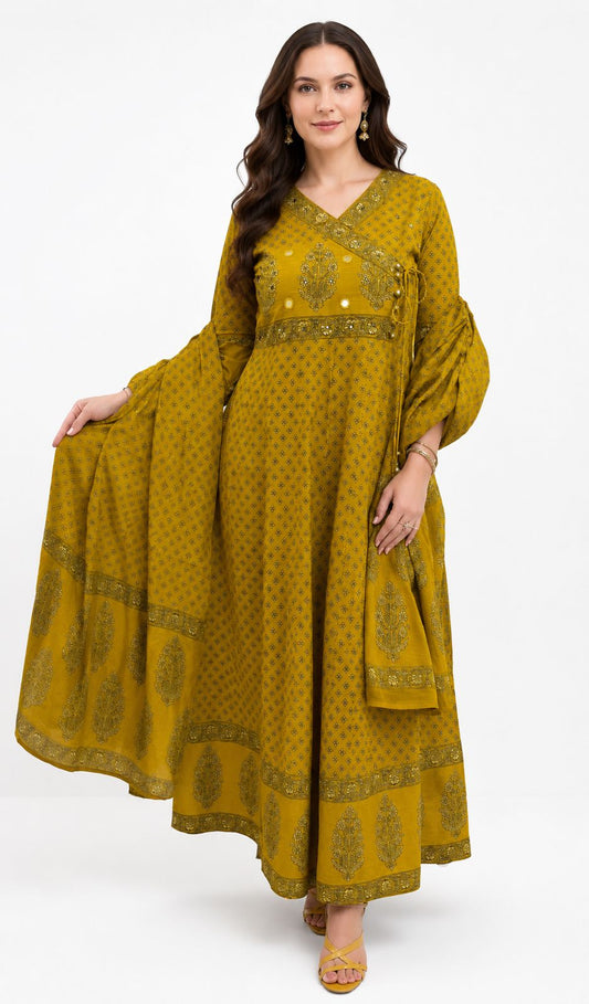 SDC-4795. Pure Cotton 3 Piece Anarkali Set