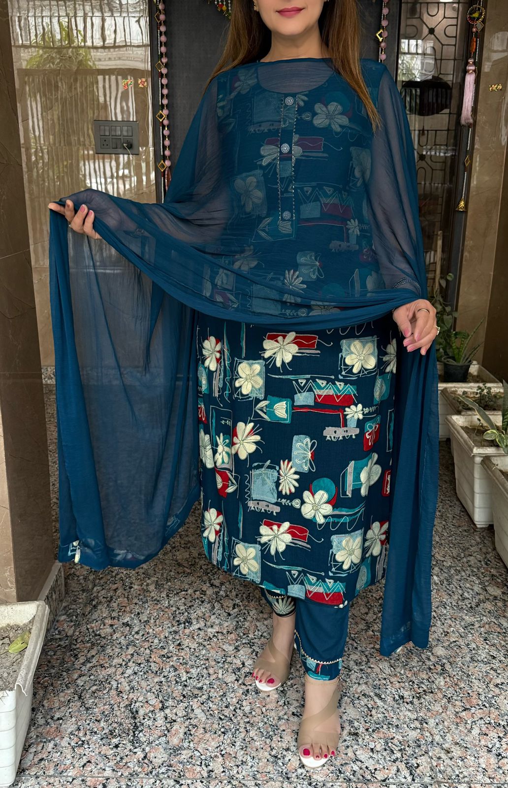 SDC-4709. Rayon 3 Piece Kurti Set