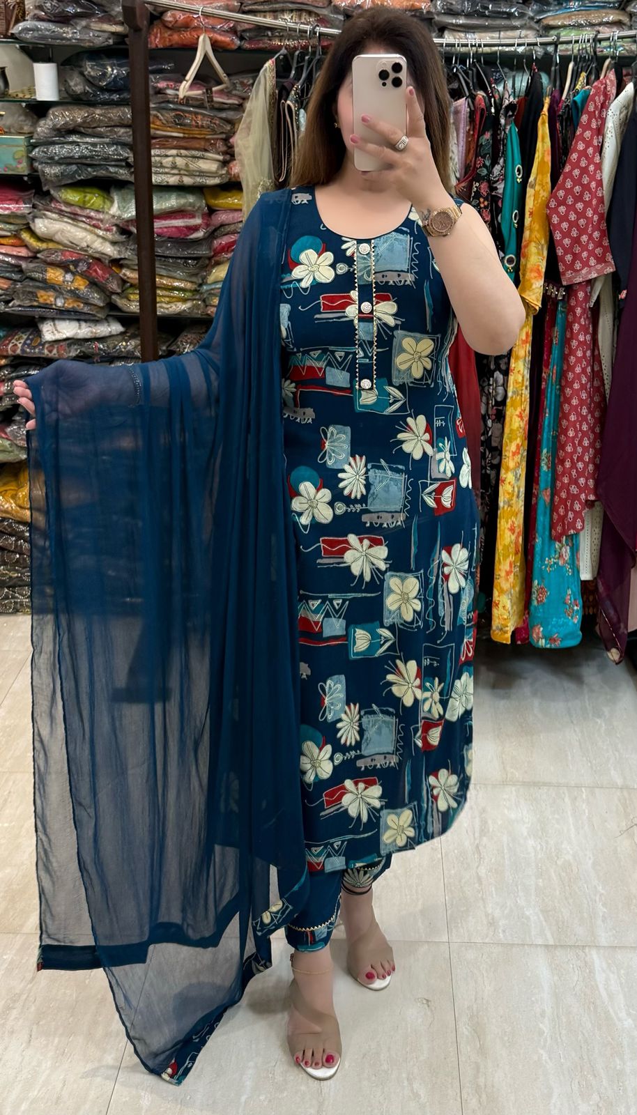 SDC-4709. Rayon 3 Piece Kurti Set