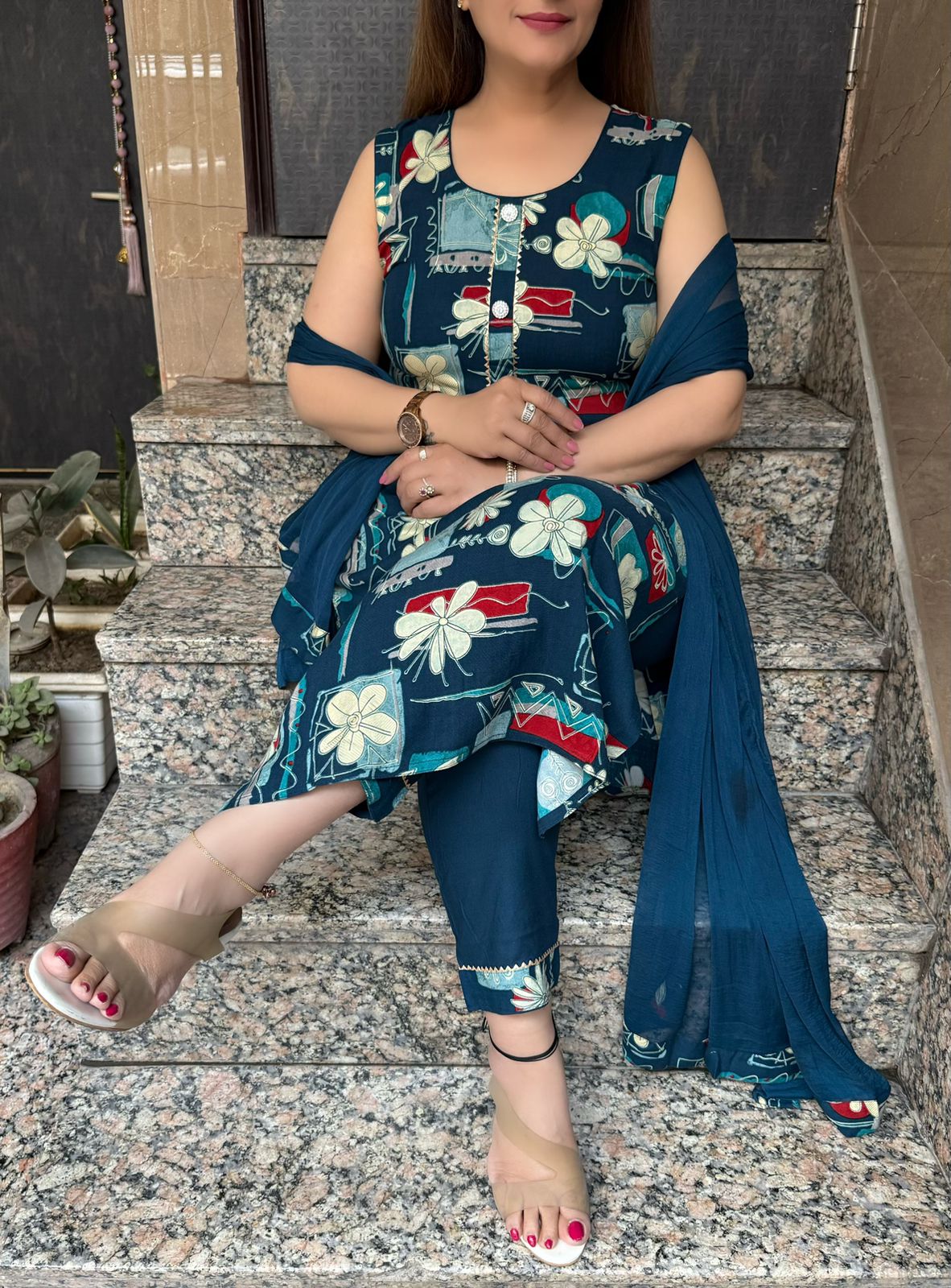 SDC-4709. Rayon 3 Piece Kurti Set