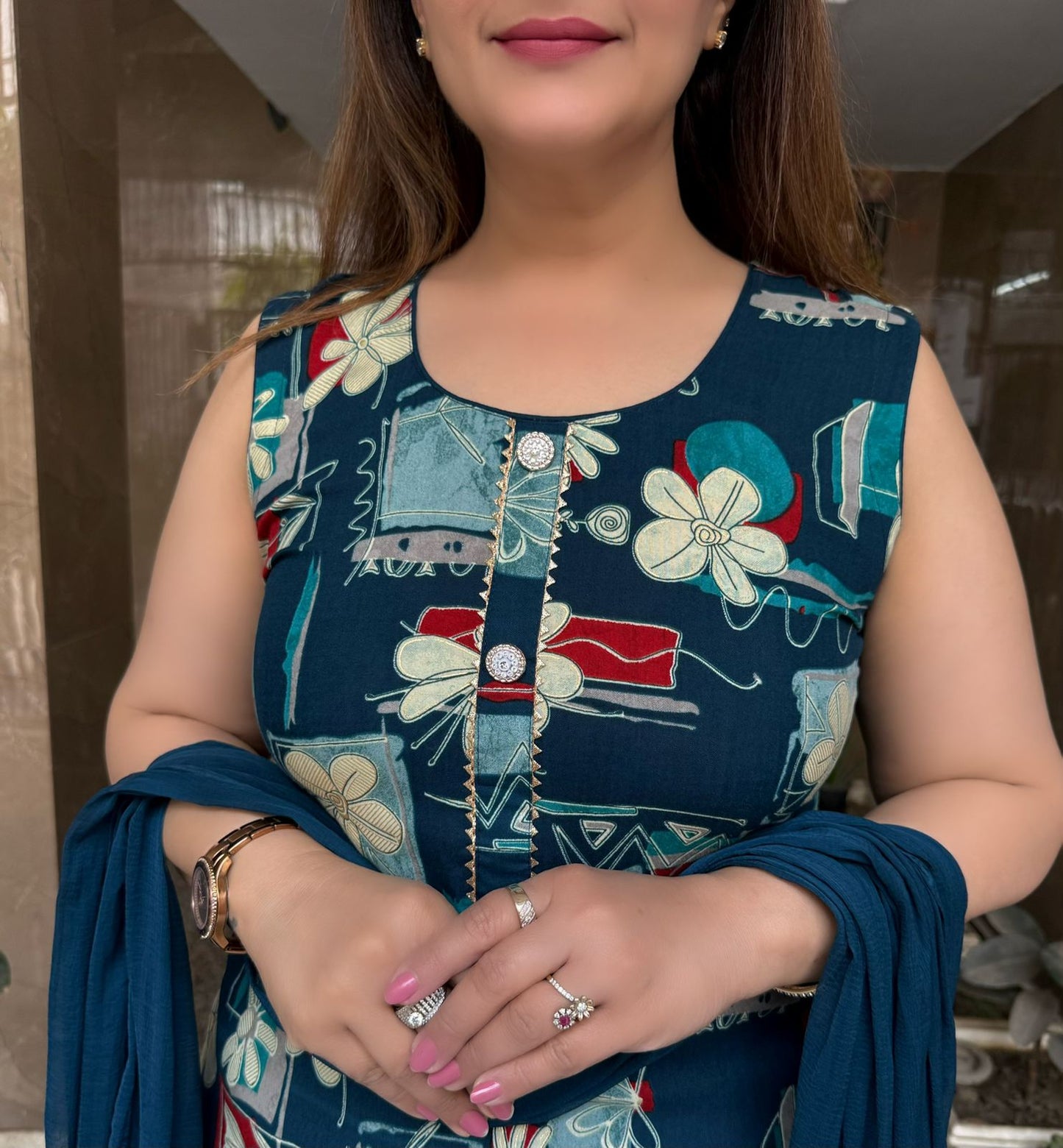 SDC-4709. Rayon 3 Piece Kurti Set