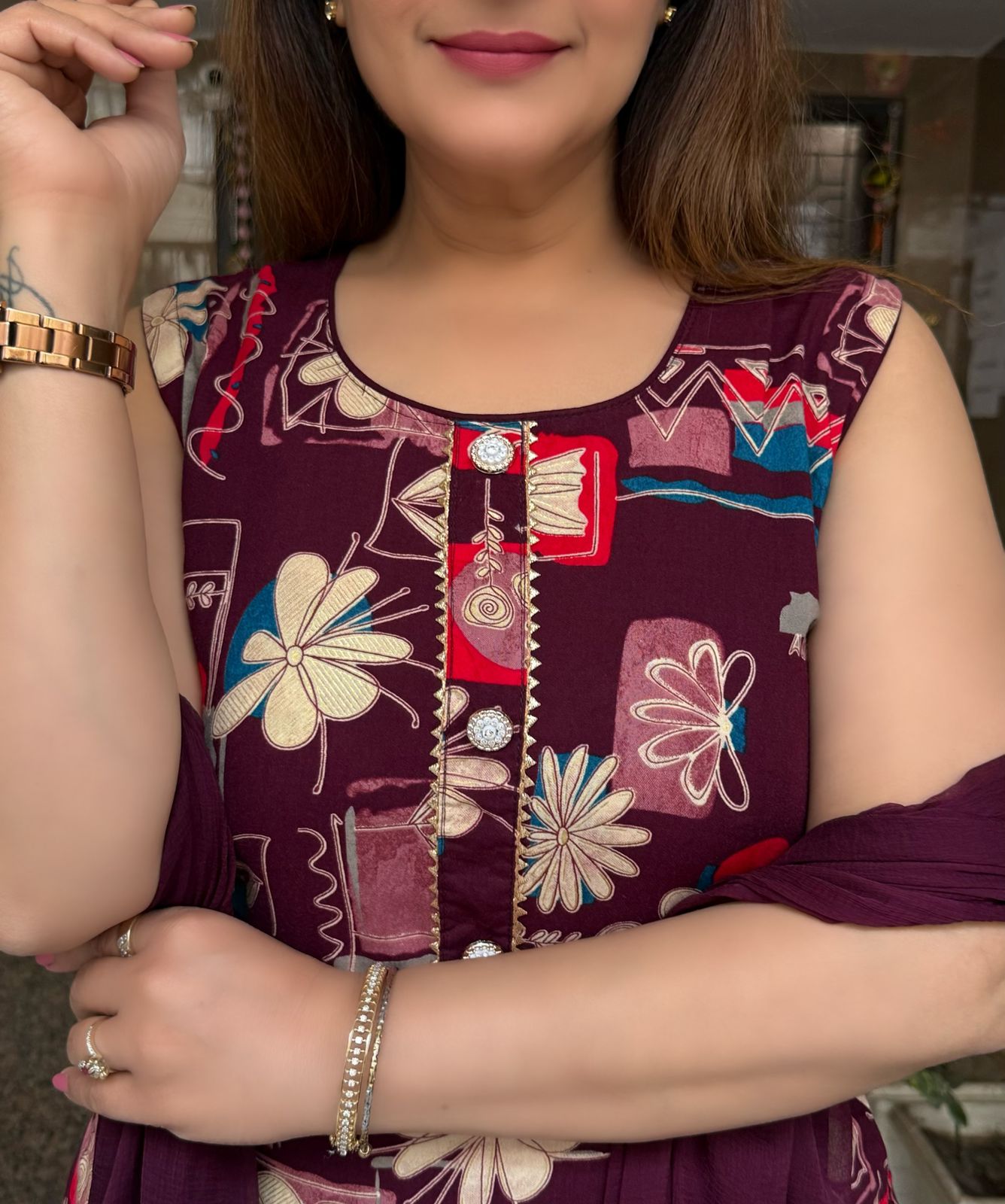 SDC-4710. Rayon 3 Piece Kurti Set